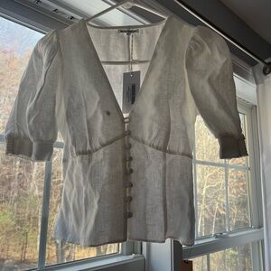 Reformation Emerald Linen Top